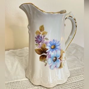 PITCHER VASE 1950’s House Of Webster VINTAGE - “Blue Sapphire” - 22k Gold Rimmed
